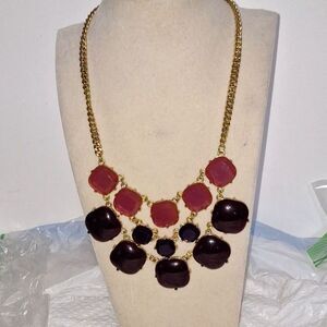 A Women's Bib Choker Necklace Pink & Purple Cabochons Elegant Cocktail Party